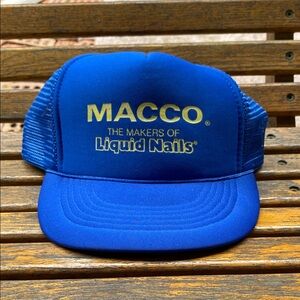 Blue MACCO Liquid Nails puffy Trucker Hat SnapBack cap